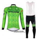 2017 Maillot Ciclismo Cannondale Vert et Noir Manches Longues et Cuissard