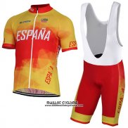 2017 Maillot Ciclismo Espagne Jaune et Rouge Manches Courtes et Cuissard