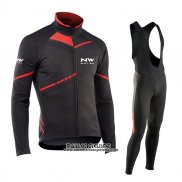 2017 Maillot Ciclismo Northwave Ml Noir et Rouge Manches Longues et Cuissard