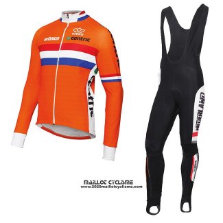 2017 Maillot Ciclismo Pays Bas Orange Manches Longues et Cuissard