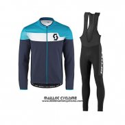 2017 Maillot Ciclismo Scott Bleu Manches Longues et Cuissard