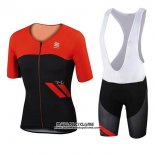 2017 Maillot Ciclismo Sportful Rouge et Noir Manches Courtes et Cuissard