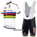 2017 Maillot Ciclismo UCI Mondo Champion Boels Dolmans Blanc Manches Courtes et Cuissard