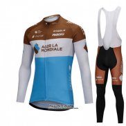2018 Maillot Ciclismo Ag2r La Mondiale Bleu et Blanc Manches Longues et Cuissard