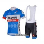 2018 Maillot Ciclismo Garmin Sharp Bleu Manches Courtes et Cuissard