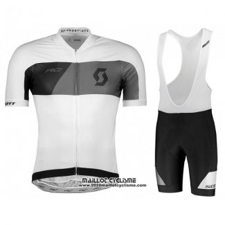 2018 Maillot Ciclismo Scott RC Gris Blanc Manches Courtes et Cuissard