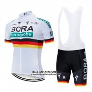 2019 Maillot Ciclismo Bora Champion Belgique Blanc Manches Courtes et Cuissard