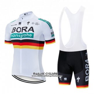 2019 Maillot Ciclismo Bora Champion Belgique Blanc Manches Courtes et Cuissard