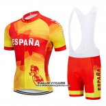 2019 Maillot Ciclismo Espagne Rouge et Jaune Manches Courtes et Cuissard