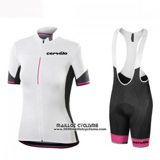 2019 Maillot Ciclismo Femme Cervelo Blanc Noir Manches Courtes et Cuissard