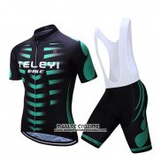 2019 Maillot Ciclismo Teleyi Bike Vert Noir Manches Courtes et Cuissard