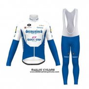 2020 Maillot Ciclismo Deceuninck Quick Step Blanc Bleu Manches Longues et Cuissard