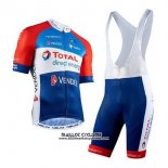 2020 Maillot Ciclismo Direct Energie Rouge Bleu Blanc Manches Courtes et Cuissard