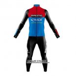 2020 Maillot Ciclismo EKOI Rouge Bleu Noir Manches Longues et Cuissard