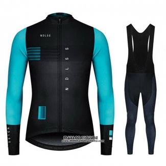 2020 Maillot Ciclismo NDLSS Noir Bleu Clair Manches Longues et Cuissard