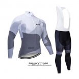 2020 Maillot Ciclismo Northwave Blanc Gris Manches Longues et Cuissard
