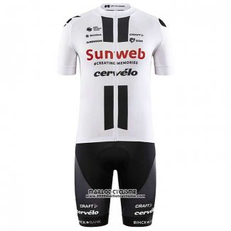 2020 Maillot Ciclismo Sunweb Blanc Manches Courtes et Cuissard