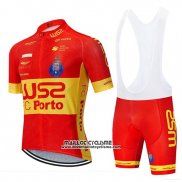 2020 Maillot Ciclismo W52-FC Porto Rouge Jaune Manches Courtes et Cuissard