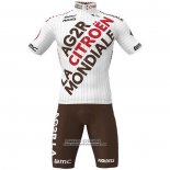 2021 Maillot Cyclisme Ag2r La Mondiale Blanc Manches Courtes et Cuissard