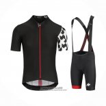 2021 Maillot Cyclisme Assos Noir Blanc Rouge Manches Courtes et Cuissard