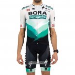 2021 Maillot Cyclisme Bora-Hansgrone Blanc Vert Manches Courtes et Cuissard