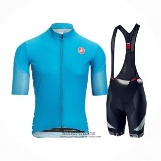 2021 Maillot Cyclisme Castelli Lumiere Bleu Manches Courtes et Cuissard