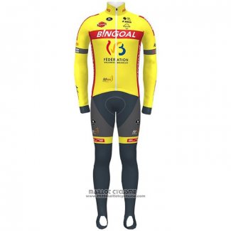 2021 Maillot Cyclisme Wallonie Bruxelles Jaune Manches Longues et Cuissard