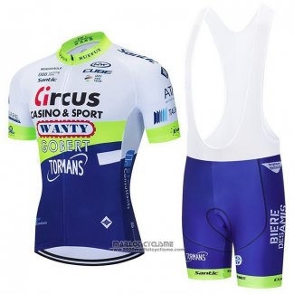 2021 Maillot Cyclisme Wanty-Gobert Cycling Team Bleu Blanc Jaune Manches Courtes et Cuissard