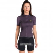 2022 Maillot Cyclisme Femme Scott Violet Manches Courtes et Cuissard