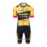 2022 Maillot Cyclisme Jumbo Visma Noir Jaune Manches Courtes et Cuissard