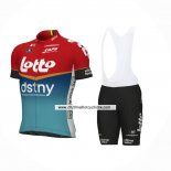 2024 Maillot Cyclisme Lotto Dstny Bleu Clair Rouge Manches Courtes Et Cuissard