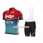 2024 Maillot Cyclisme Lotto Dstny Bleu Clair Rouge Manches Courtes Et Cuissard