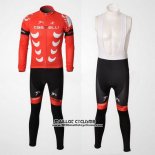 2010 Maillot Ciclismo Castelli Blanc et Rouge Manches Longues et Cuissard