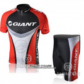 2010 Maillot Ciclismo Giant Noir et Rouge Manches Courtes et Cuissard