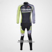 2011 Maillot Ciclismo Liquigas Cannondale Noir et Vert Manches Longues et Cuissard