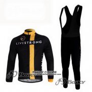 2011 Maillot Ciclismo Livestrong Noir et Jaune Manches Longues et Cuissard