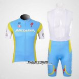 2012 Maillot Ciclismo Astana Bleu Clair Manches Courtes et Cuissard