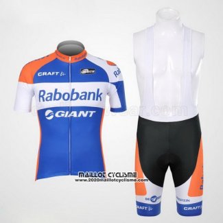 2012 Maillot Ciclismo Rabobank Bleu et Blanc Manches Courtes et Cuissard