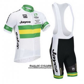 2013 Maillot Ciclismo Australie Blanc et Vert Manches Courtes et Cuissard