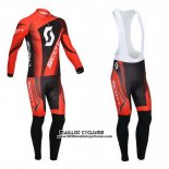 2013 Maillot Ciclismo Scott Noir et Rouge Manches Longues et Cuissard