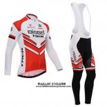 2014 Maillot Ciclismo Bissell Blanc et Rouge Manches Longues et Cuissard