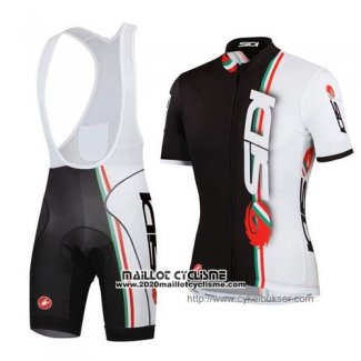 2014 Maillot Ciclismo Castelli SIDI Blanc et Noir Manches Courtes et Cuissard