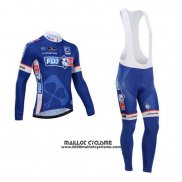 2014 Maillot Ciclismo FDJ Bleu Manches Longues et Cuissard