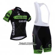 2015 Maillot Ciclismo Cannondale Vert et Noir Manches Courtes et Cuissard