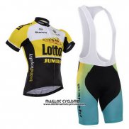 2015 Maillot Ciclismo Lotto NL Jumbo Noir et Jaune Manches Courtes et Cuissard