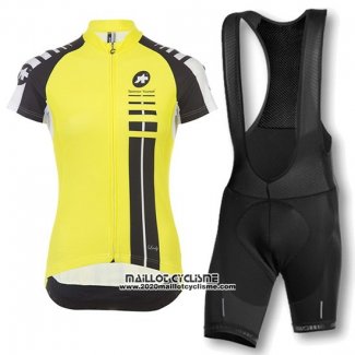 2016 Maillot Ciclismo Femme Assos Noir et Jaune Manches Courtes et Cuissard