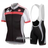 2016 Maillot Ciclismo Femme Castelli Noir et Rouge Manches Courtes et Cuissard