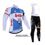 2016 Maillot Ciclismo Lotto Fix All Blanc et Bleu Manches Longues et Cuissard