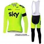 2016 Maillot Ciclismo Sky Vert Manches Longues et Cuissard