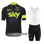 2016 Maillot Ciclismo Sky Vert et Noir Manches Courtes et Cuissard